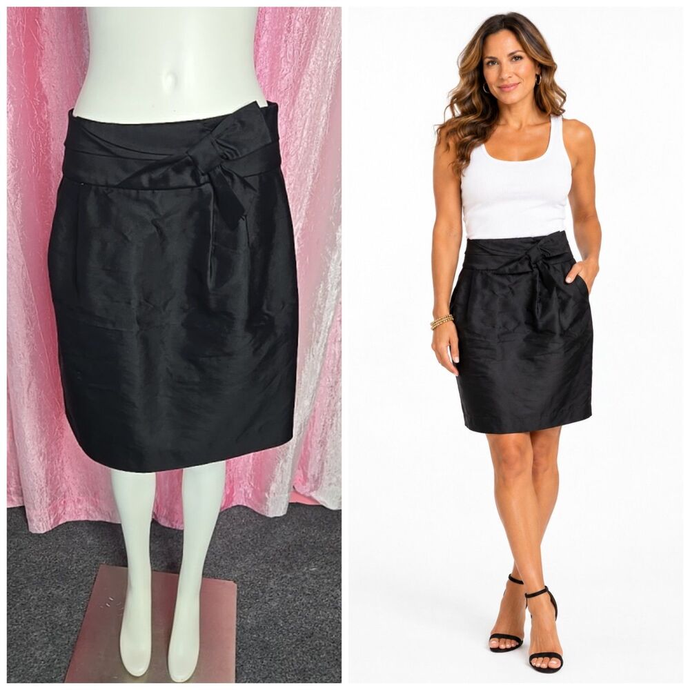 Kate Spade Black Silk Bow Dressy City Cocktail Skirt Size 6